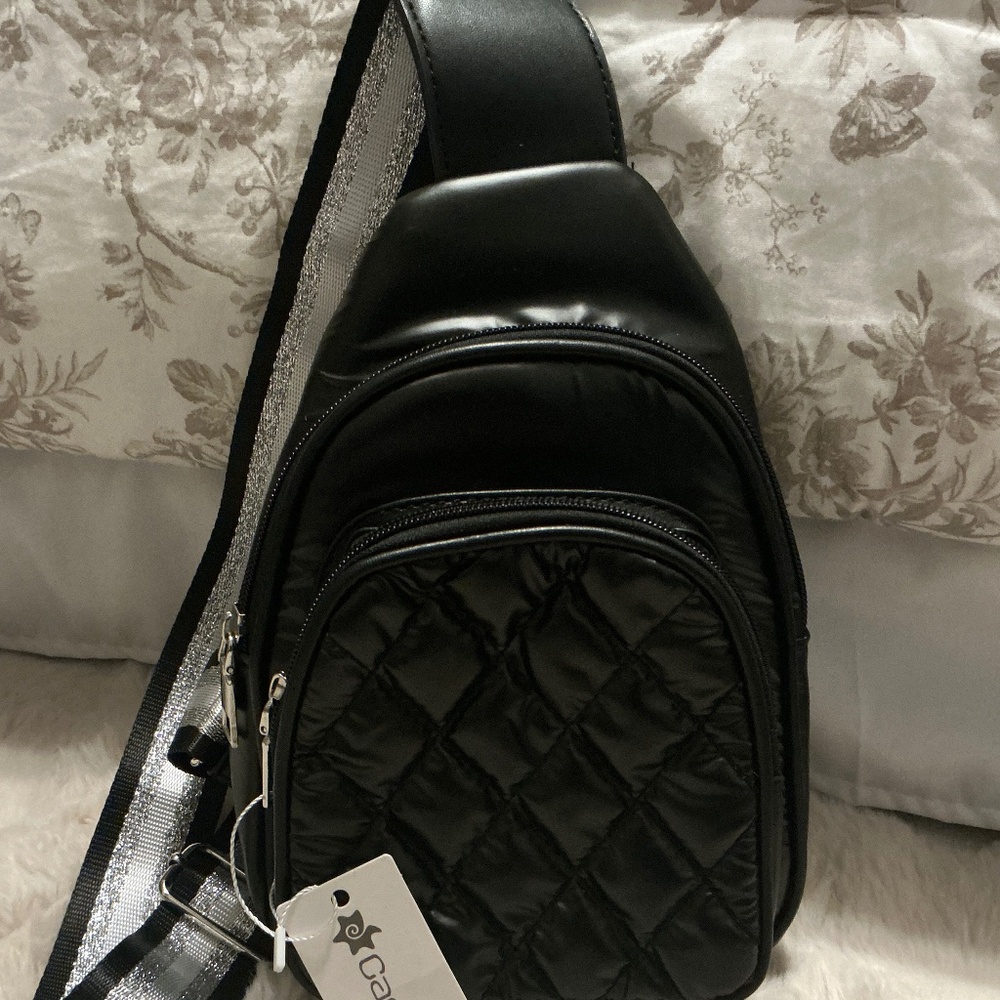 Caracol Quilted Black Sling Bag-BNWT